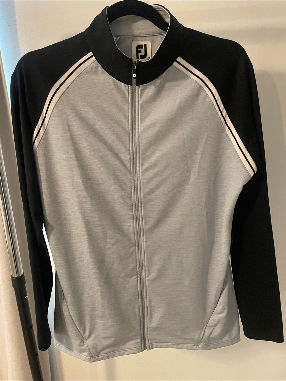 FootJoy Black and Light Gray Full-Zip Golf Top